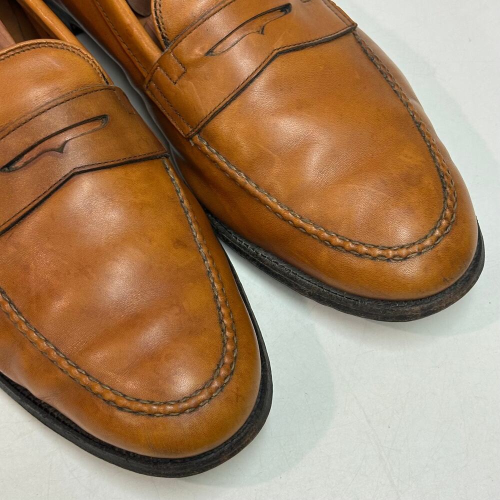 VERY GOOD Alden 714 Leisure Handsewn LHS Peny Loafer Brown Tan Calf USA 13 W - Picture 7 of 12